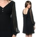 1960s Cocktail Dress Black Mini Bow 1960s Party Chiffon Sleeves Rhinestone Buttons Mod Vintage Empire Waist Evening Dress Small Medium S M