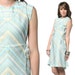 70s Hippie CHEVRON Dress Striped Pastel Rainbow 1970s Mini Bohemian Cap Sleeve Light Blue Tan Tie Waist Boho Vintage Dress Small Medium S M