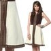 60s 70s Mini Dress Brown Cream CROCHET Lace Trim Babydoll 1970s Mod Sleeveless High Waist Vintage Boho Polyester MiniDress Large L