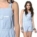 Romper Overalls Shorts 80s Light Blue Striped Pockets 70s Cuffed High Waisted 1980s Hipster Indie Vintage Playsuit Onesie Small Medium S M