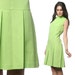 1960s Scooter Dress Mod Mini Pleated 60s Lime Green Drop Waist Vintage Sleeveless Gogo Twiggy High Neck Space Age Minidress Large L