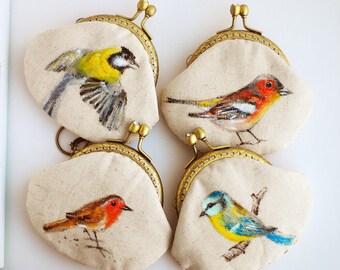 Garden bird Hand painted Vintage Purse (made to order)