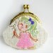 Gril with white flowers Purse (Metal Frame, My Own Embroidery Pattern )