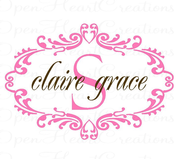 Shabby Chic Name Wall Decals Initial and Name Monogram Vinyl