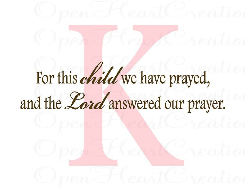 For This Child We Have Prayed Wall Decal Christian Scripture