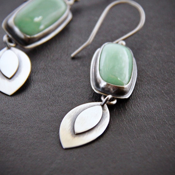 Statement earrings handmade with green by bluehourdesigns on Etsy