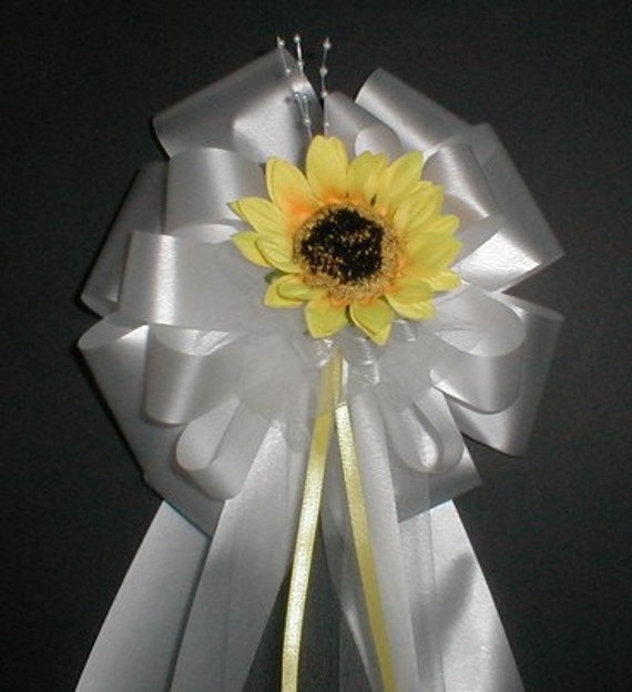 Sunflower Pew Bows Wedding Decorations
