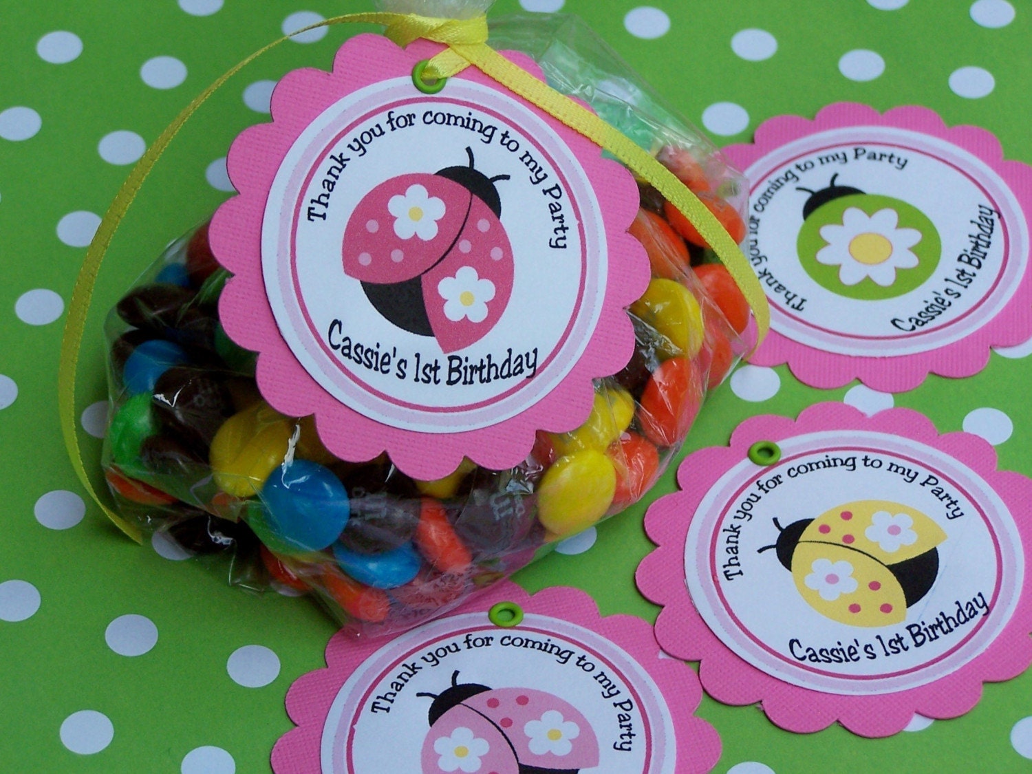 Cute Ladybug Party Favor Tags and Bags from PartyPops