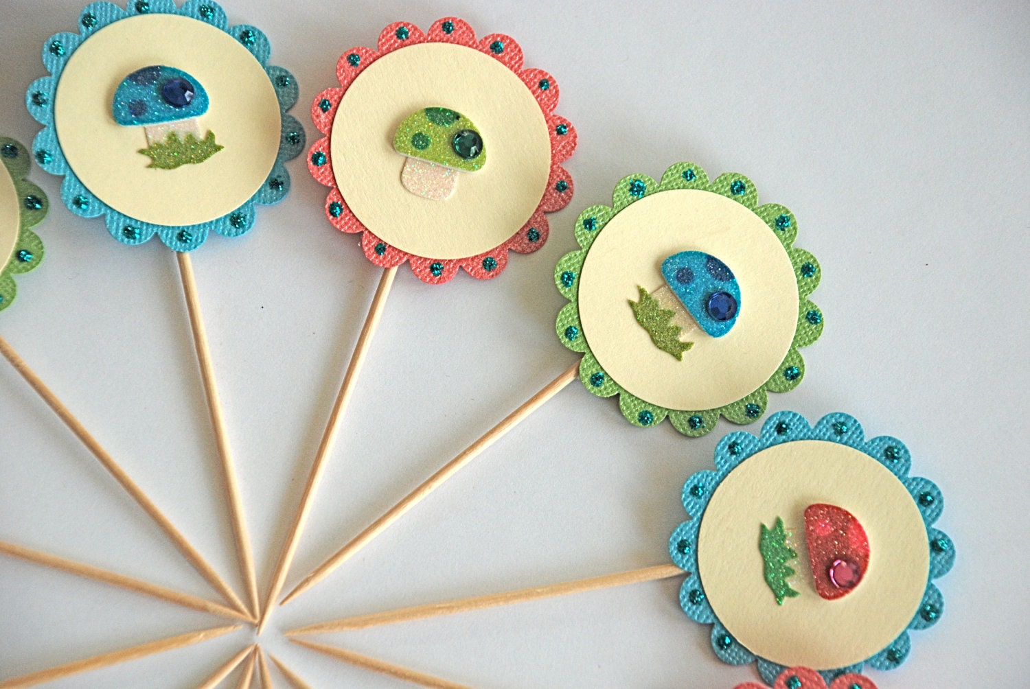 Jewel Shroom Cupcake Toppers