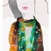 Forest Sunset Flurry - orange and green, hand painted silk scarf