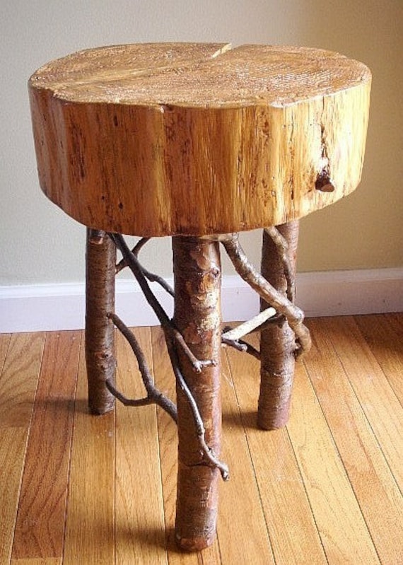 Rustic Bedside Log Table