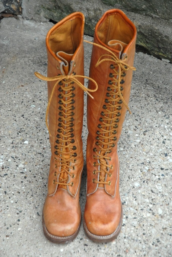 vintage tall lace up boots