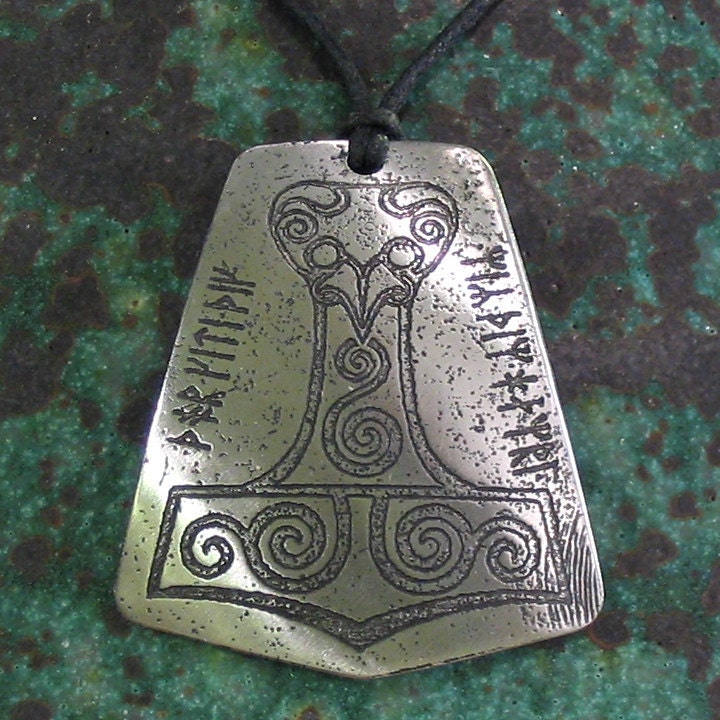 Mjölnir Thors Eagle Hammer Pendant Stainless Steel Etched