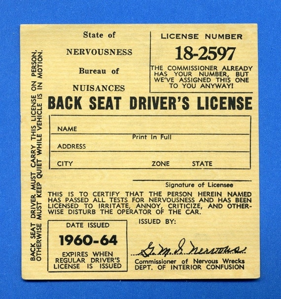 Printable Backseat Drivers License