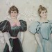 2 McLaughlin's Coffee Paper Dolls - Pretty Girls - Antique Scrap Lot - 1800's
