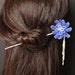 Blue Flower - French Beaded Flower Kanzashi Hair Stick
