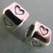 Sterling Silver Cube Heart Beads(two beads)