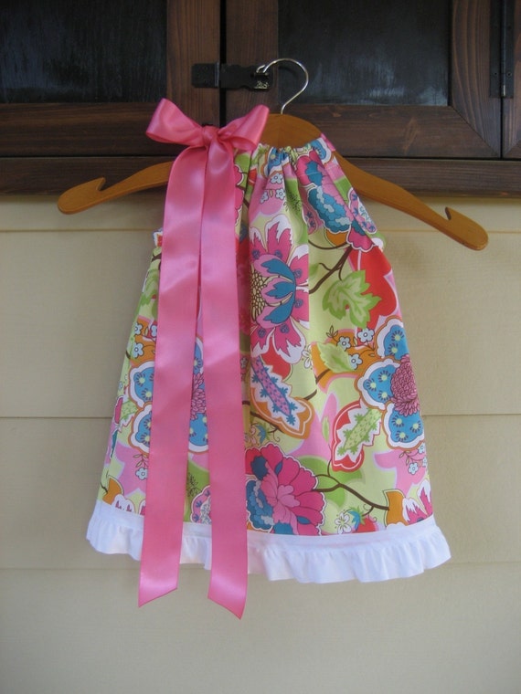 Bright Vintage Flowers Pillowcase Dress - sizes 3m to 5T.....TOO CUTE ...