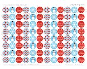 SNOWMAN PARTY - Printable Candy Stickers - Blue, Aqua, Red, Snowflake, Chevron, Polka Dots - DIY Let it Snow Collection Il_170x135