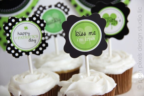 ST. PATRICK'S Day - Printable Party Circles - Green, Black and Polka Dot - DIY So Lucky Collection - by Make Life Cute Il_570xn