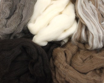 Finnish Wool Sampler - Undyed Roving for Spinning or Felting (10oz)