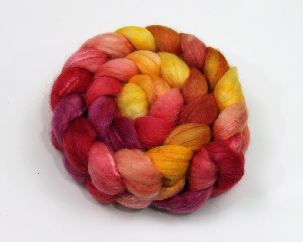 Spinning Fiber Roving BFL Wool/ Silk by woolgatherings on Etsy