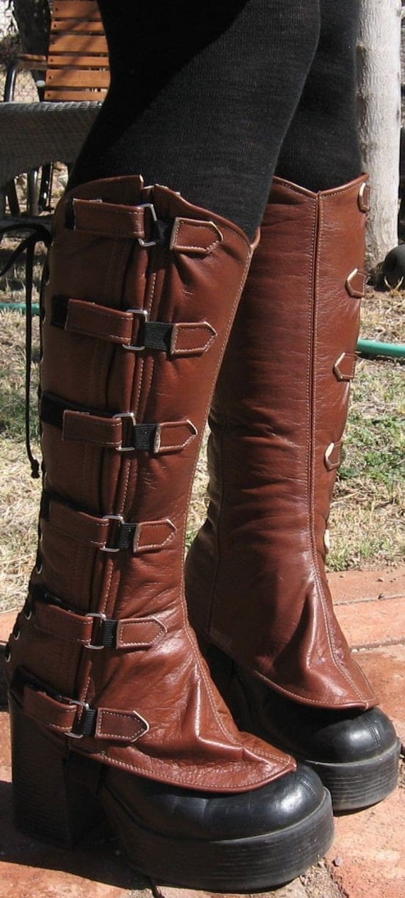 Brown Leather Steampunk Gaiters