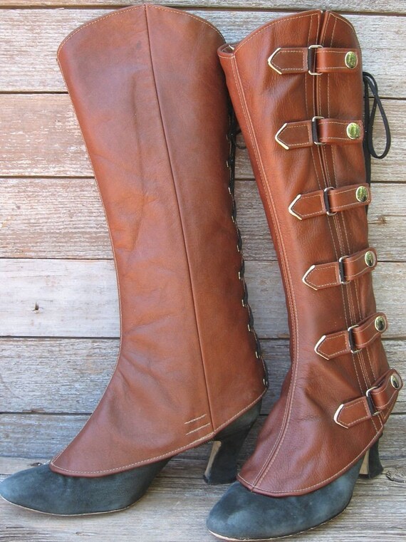 Brown Leather Steampunk Gaiters