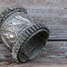 Reserved for eldestmiddle Unique Vintage Metal Kuchi Tribal Hinged Cuff w Sawtooth and Deeply Etched Abstract Heart Pattern