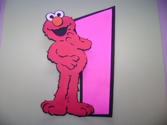 Elmo holding letters A thru Z or numbers 1 thru 9 Die Cut