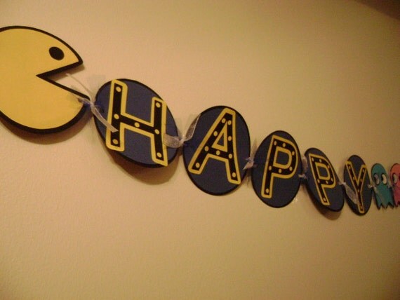 Pacman Happy Birthday Banner