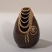 Brown Oval Gourd with Coiled Rim and Stone