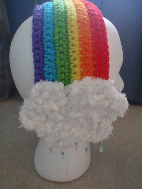 crochet ear covers muff rainbow cloud headband headpiece