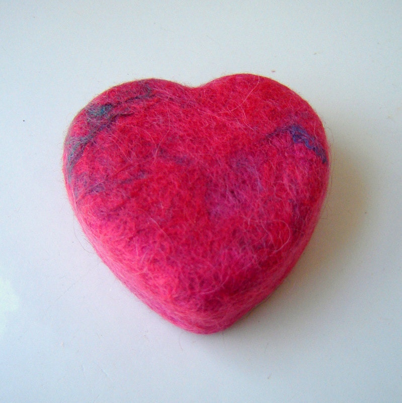 Handmade Wet Felted Soap / Heart Shaped Soap / Mothers Day