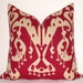 Pillow Cover - Decorative Pillow - Throw Pillow - Toss Pillow - Sofa Pillow - Ikat - Red - Tan - 20x20 or 22x22 inch - Jacquard