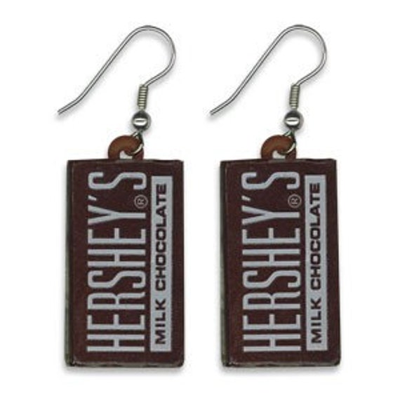 Hershey Chocolate Bar Novelty Charm Food Candy Earrings
