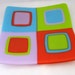 Twister glass sushi dish, modern decor plate in neon colors, geometric design