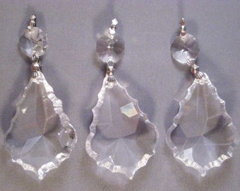 5 French Chandelier Crystal Prism Pendalogues - 50mm 2 Part - FULL LEAD Crystal (S-2)
