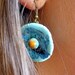 Ceramic earrings blue and orange Small violet
