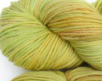 March Hare hand dyed worsted weight yarn, 4ply superwash merino, 100g 220yds - Horned Melon 1