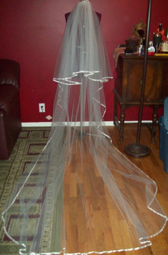 Ribbon Edged Cathedral Wedding Veil