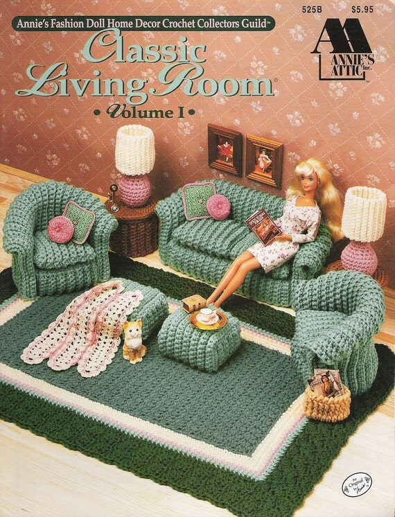 Annies Attic Fashion Doll Crochet Living Room Furniture