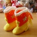 Western Cowboy Baby Booties Boots Crochet Candy Corn Yellow Orange and White with White Stars
