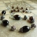 Smoky Quartz Chunky Oval NECKLACE Antiqued Silver Plated White Brass Metal, Handmade