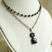 Black Onyx Double Layer NECKLACE Antiqued Brass Style, Handmade