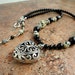 Heart Pendant Necklace with Dalmatian Jasper & Black Onyx Gemstone, Handmade Jewelry
