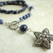 Sodalite Blue Lace Agate NECKLACE with Artisan Metal Floral Star Pendant, Handmade Jewelry
