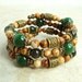 Memory Wire Bracelet, Green Aventurine, Bloodstone, Jasper, Bangle, Natural Stone