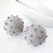 Set of 2 grey felted round wool beads decorated with seed beads