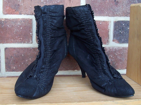 Madonna Spike Heeled Black Ankle BOOTS Vtg 80s Size by The5thHouse